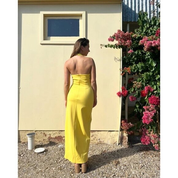 ELLIATT Tuning Halter Neck Column Gown in Yellow Size Medium - Picture 5 of 14